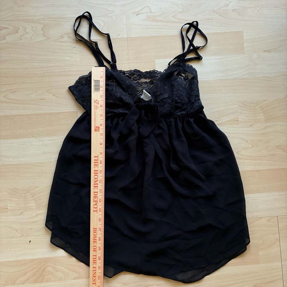Morgan Taylor Intimates Black Lace and Chiffon Babydoll Chemise - Picture 5 of 5